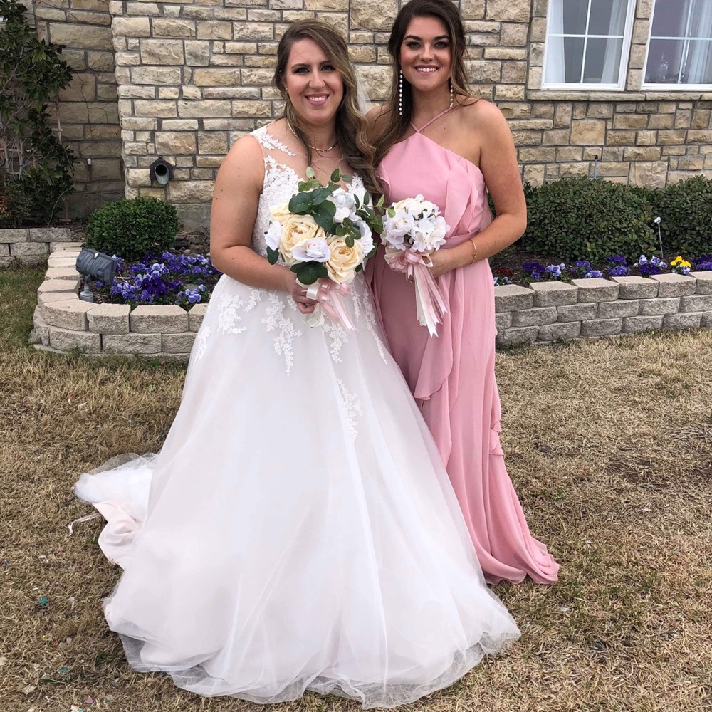 pink vera wang bridesmaid dresses 90s Vera Wang Dress Baby Pink Gown Strappy Open Back Long Party Dress  Bridesmaid Sleeveless Maxi Formal Prom Cocktail Vintage 1990s Small 6